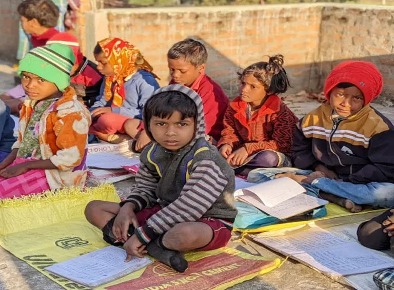 Children of rural areas in India studying as part of Project ANKUR