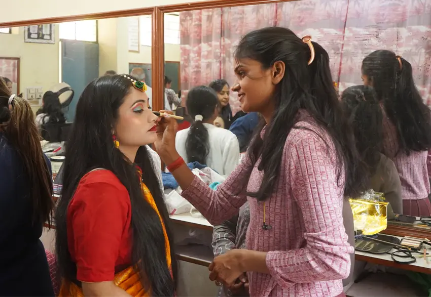 Students of Loyola Vocational Institute a partner of JRDS - Development Programs studying Beauty Culture skill based course for a livelihood