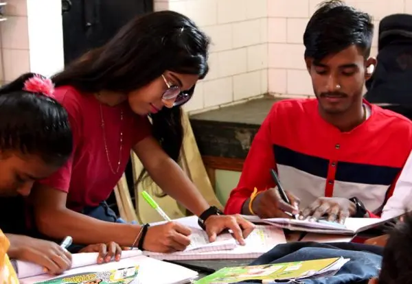 Students studying together