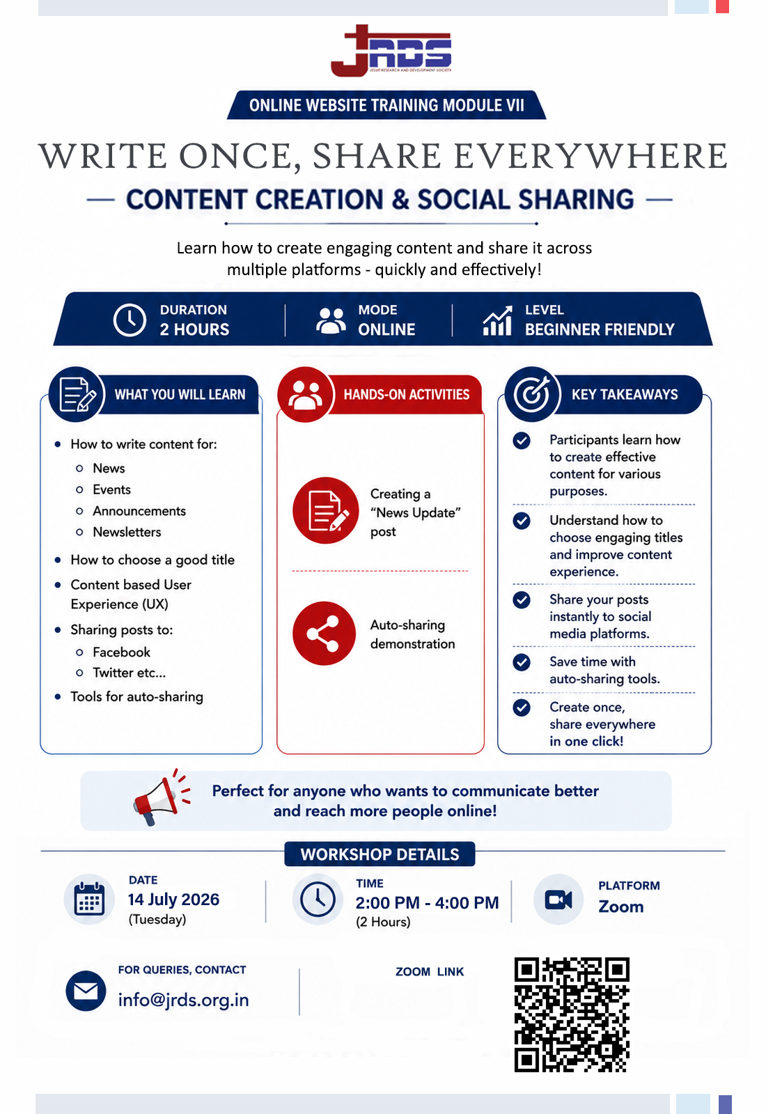 You are currently viewing Online Website Training: Write Once, Share Everywhere – Content Creation & Social Sharing